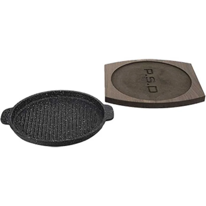 تابه گریل چدن سایز 20 نالینو مدل Fahita Double با زیره چوبی (دوقلو)