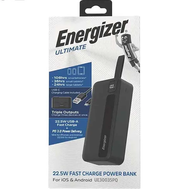 پاوربانک 30000 میلی آمپر انرجایزر 22.5 وات مدل Energizer UE30035PQ