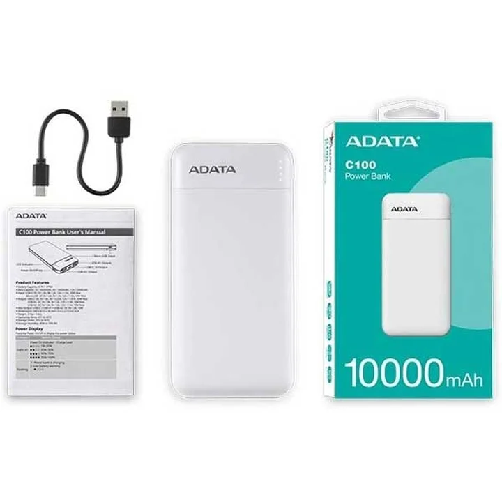 پاوربانک 10000 میلی آمپر ای پاوربانک 10000 میلی آمپر ای دیتا مدل Adata C100