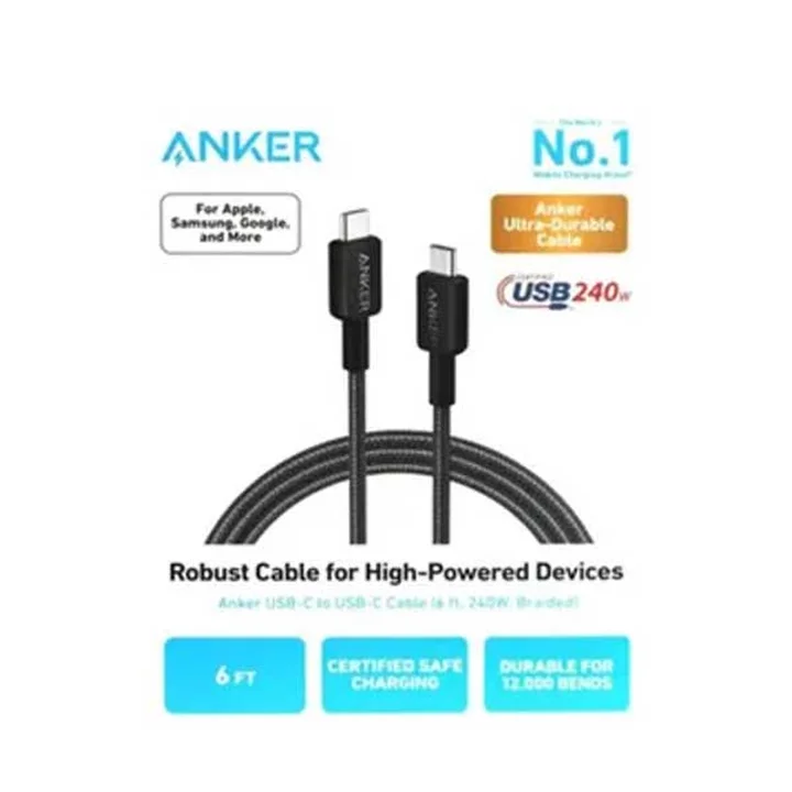 کابل شارژ کنفی USB-C به USB-C انکر مدل Anker A81D6