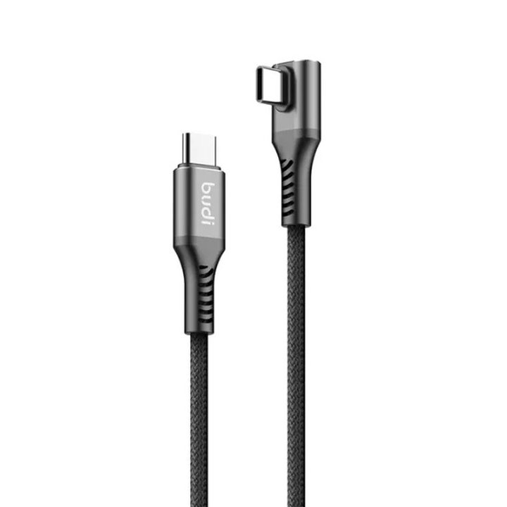 کابل فست شارژ کنفی 90 درجه USB-C به USB-C بودی مدل Budi DC253TTZ12B