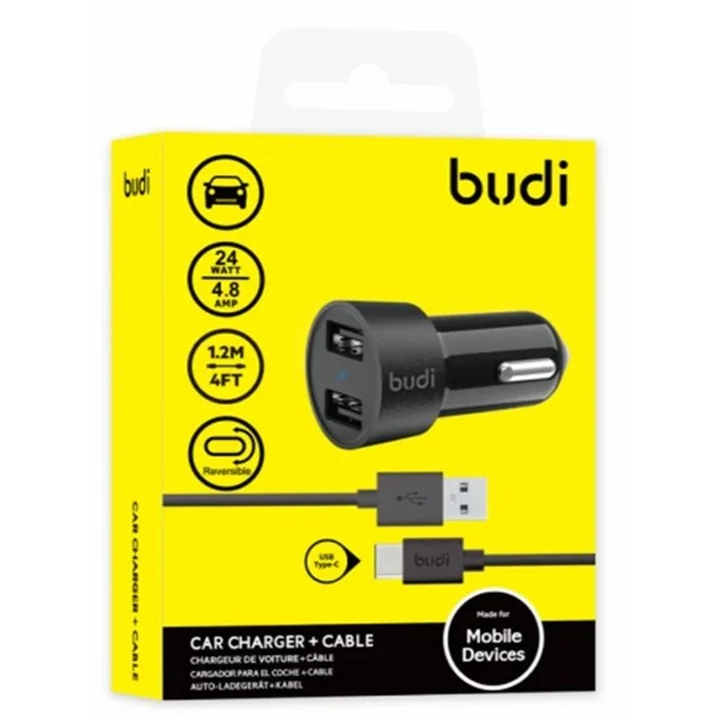 شارژر فندکی 24 وات بودی مدل Budi M8J622TB