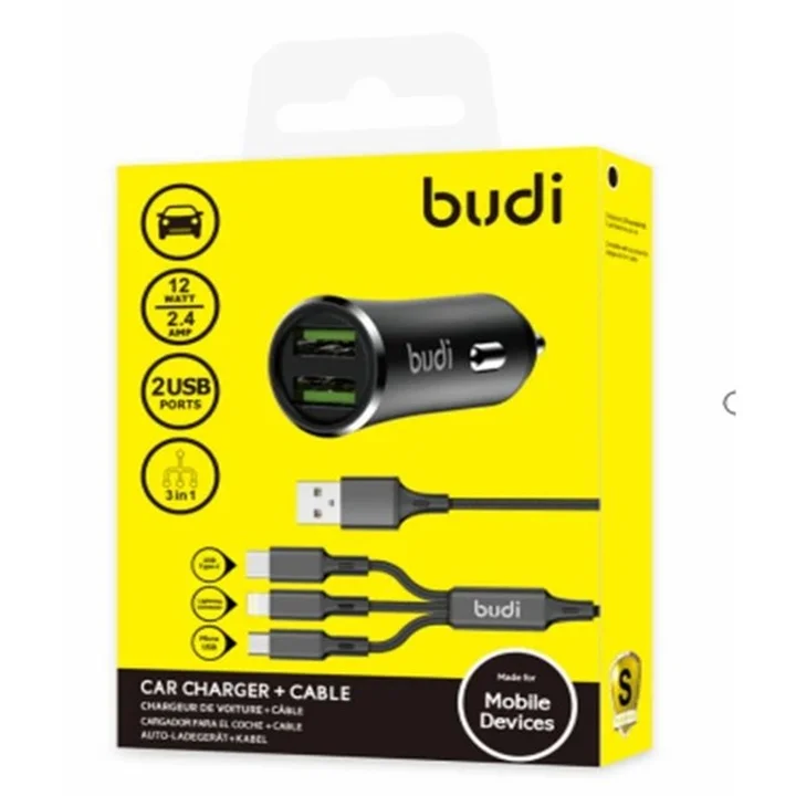 شارژر فندکی 12 وات بودی مدل Budi CC627T3B