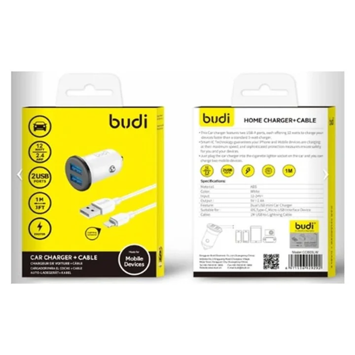 شارژر فندکی 12 وات بودی مدل Budi CC603LW