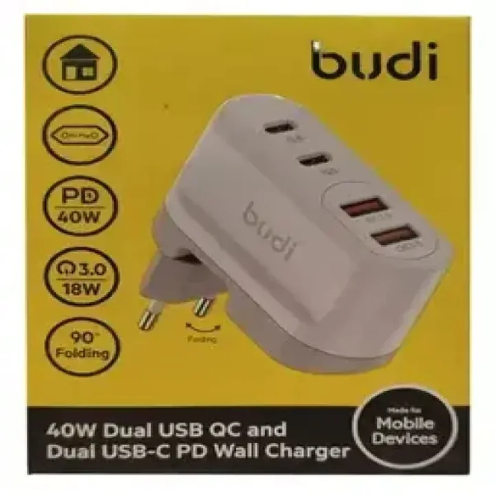 شارژر دیواری 40 وات بودی مدل Budi AC326TQEW